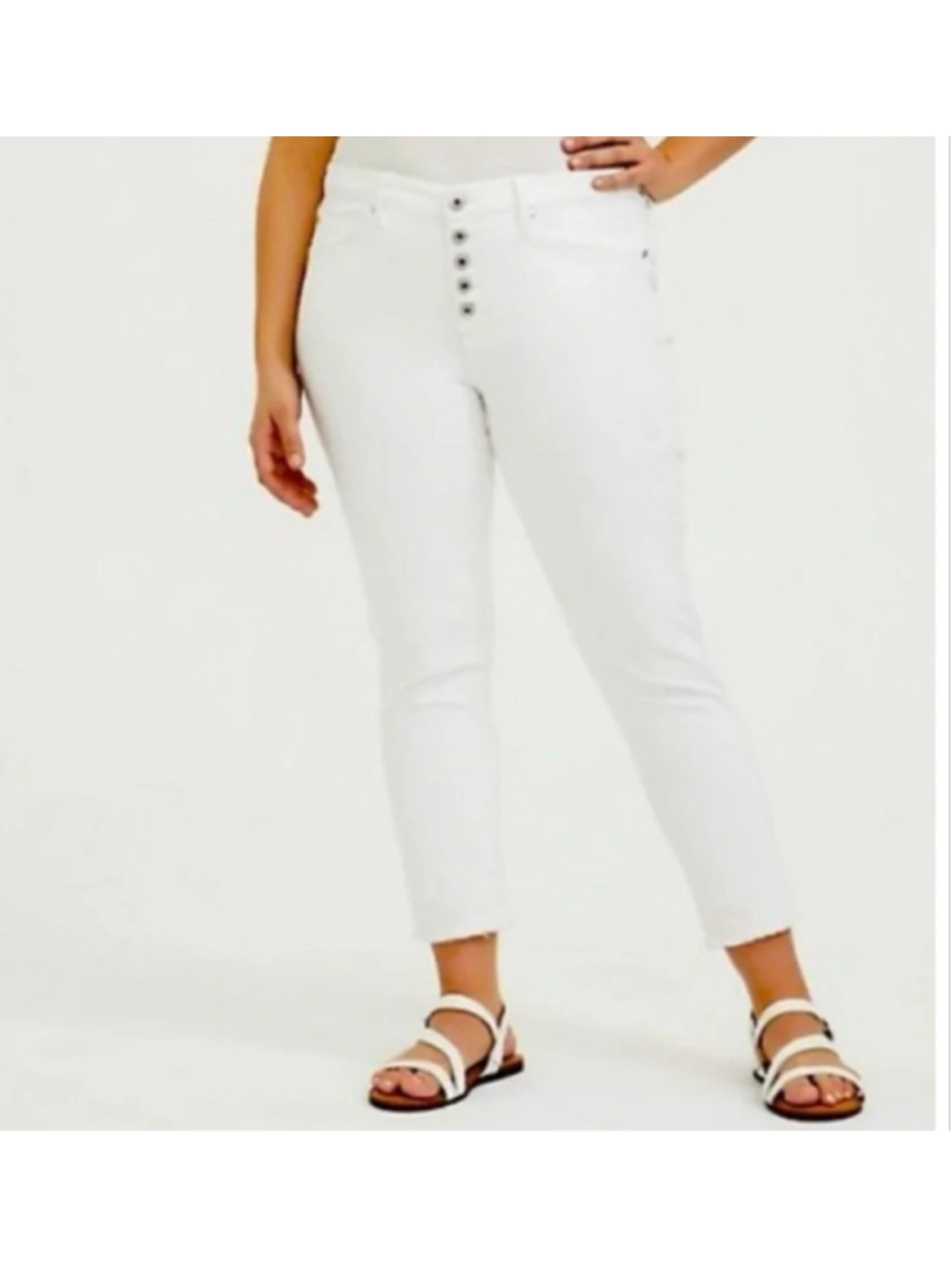 TORRID White Straight Leg Button Fly Frayed Hem Jeans Plus Size 20 EUC